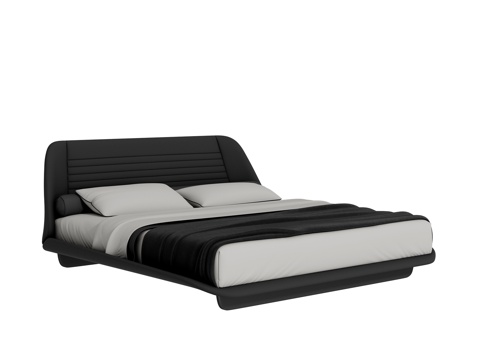  现代双人床3d模型 