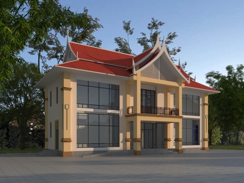  傣族风格卫生室3d模型 