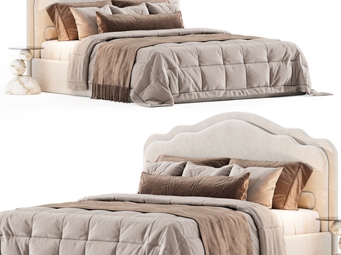  法式 Vanessa 布艺双人床3d模型 