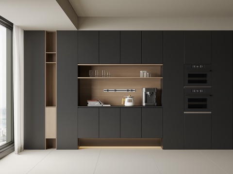 现代酒柜餐边柜su模型