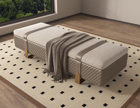 现代床尾凳 换鞋凳 脚踏su模型