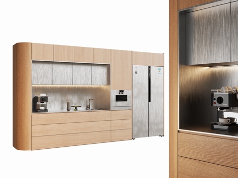 现代西橱柜餐边高柜su模型