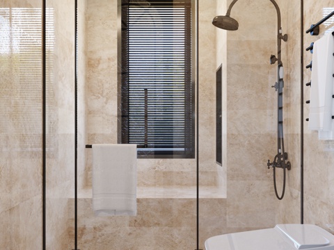  法式轻奢中古风卫生间3d模型 