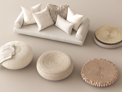 现代坐垫 蒲团 圆坐垫 飘窗垫 沙发垫 榻榻米垫su模型