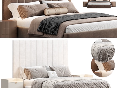  现代 ANTIB 布艺双人床3d模型 