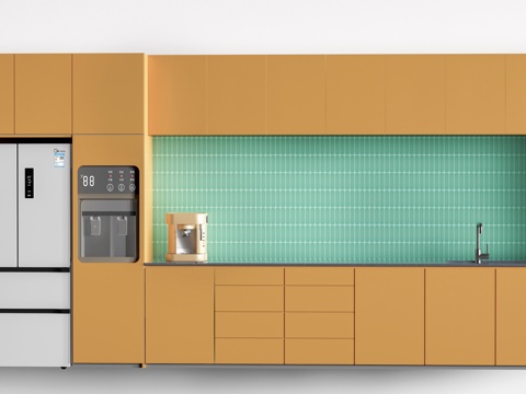 现代水吧台 茶水间操作台 吧台柜 公司茶水台su模型