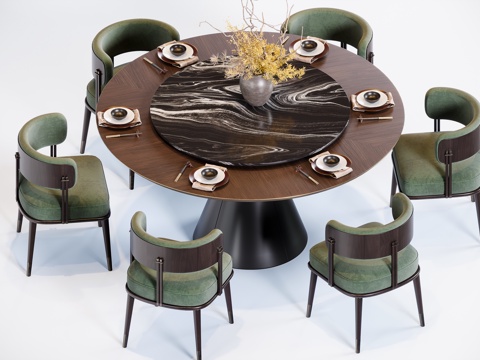 新中式餐桌椅组合su模型