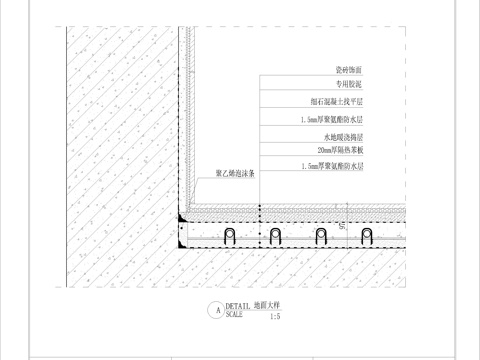 卫生间地暖地面瓷砖施工节点cad施工图