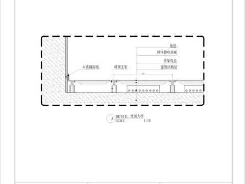 办公室静电地板节点图cad施工图