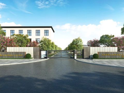  现代大门入口 入口景墙 景观大门 平移电动大门 大门景墙3d模型 