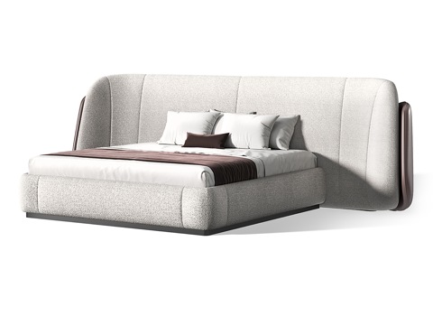  现代简约双人床 双人床 简约床 卧室床  抱枕3d模型 