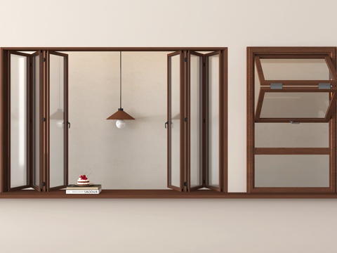 新中式折叠窗 翻窗su模型