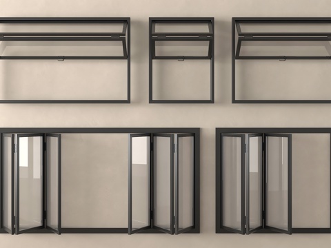 新中式折叠窗 翻窗su模型