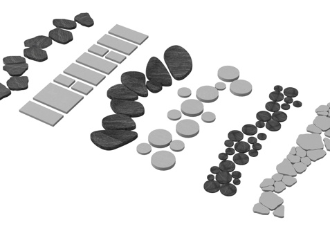 现代汀步 园路 石板su模型