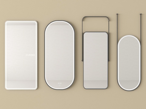 现代镜子 全身镜 落地镜 装饰镜 化妆镜su模型