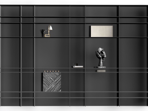 现代书架 置物架 书架隔断 装饰架su模型