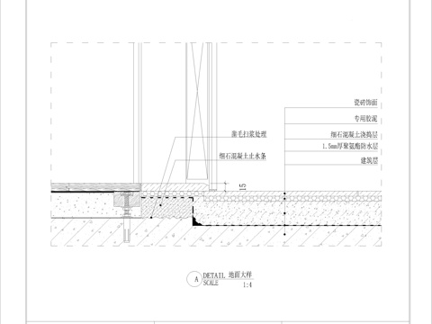 厨房、卫生间地面瓷砖施工节点cad施工图