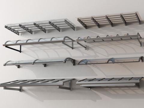 现代雨棚 玻璃雨棚 玻璃遮阳棚 雨搭 遮雨棚 户外雨棚su模型