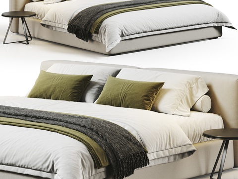  现代 Flexform Asolo 布艺双人床3d模型 