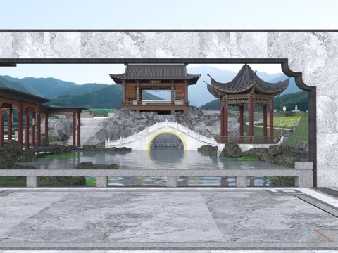  庭院3d模型 
