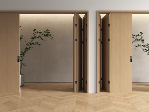 现代折叠门 实木折叠门su模型