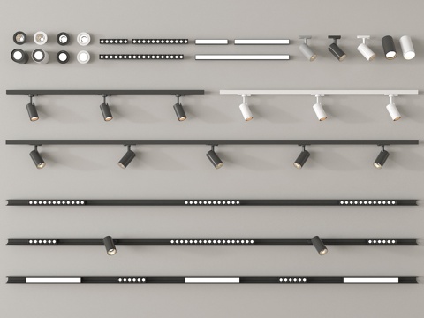 现代筒灯射灯 内嵌式筒灯射灯 转向式筒灯射灯 线形射灯 轨道su模型