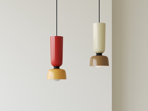 奶油风儿童吊灯su模型