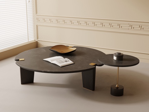  中古风茶几 子母几3d模型 