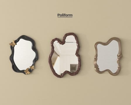 现代中古风镜子 异形镜子 装饰镜子 化妆镜su模型