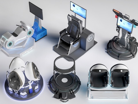 现代虚拟现实器材 VR设施 互动体验设施 娱乐器材su模型