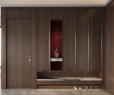 新中式玄关 鞋柜su模型