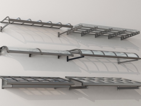 现代雨棚 玻璃雨棚 玻璃遮阳棚 雨搭 遮雨棚 户外雨棚su模型