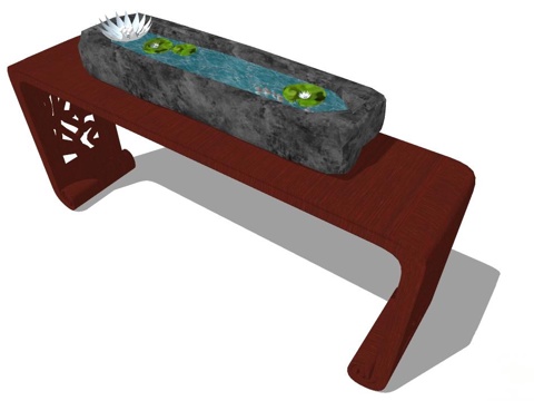 实木案台 案台 端景案台 新中式案台su模型