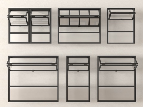 新中式折叠窗 翻窗su模型