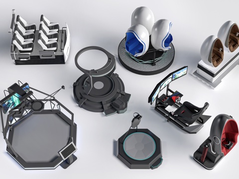 现代虚拟现实器材 VR设施 互动体验设施 娱乐器材su模型