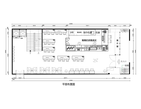奶茶店平面布置图cad施工图
