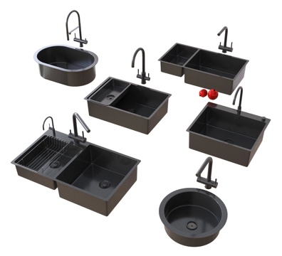 现代水槽 洗菜盆 不锈钢水槽 嵌入式水槽su模型