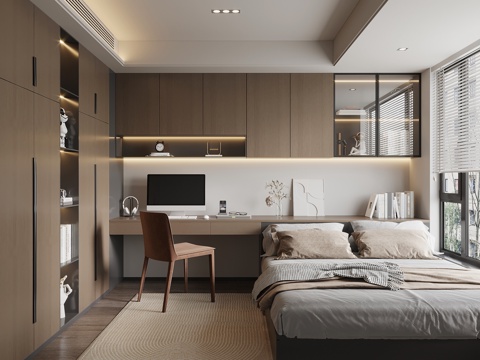  现代意式榻榻米卧室3d模型 