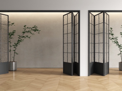 法式玻璃折叠门 阳台折叠门 厨房折叠门 玻璃移门 折叠门su模型