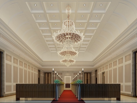  简欧欧式宴会厅仪式厅3d模型 