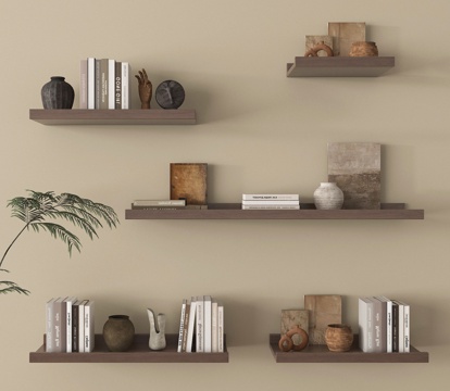 侘寂书架 置物架 书籍摆件su模型