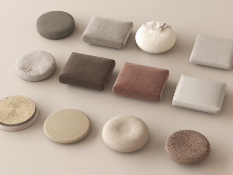 现代坐垫 蒲团 圆坐垫 飘窗垫su模型