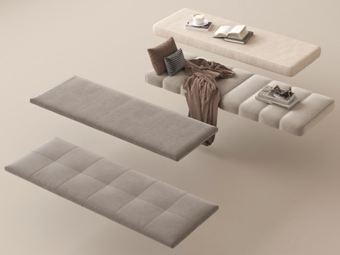 现代坐垫 飘窗坐垫 沙发坐垫 坐垫 垫子 飘窗垫 榻榻米坐垫su模型