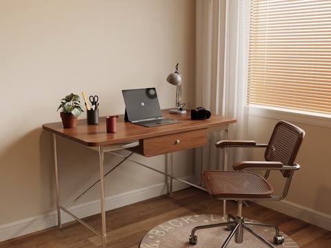 中古风书桌椅 写字台su模型