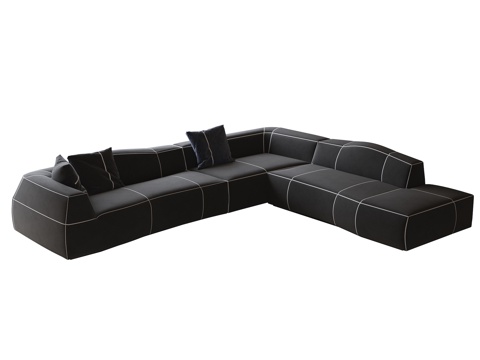 现代多人沙发 转角沙发 别墅沙发 办公室沙发su模型