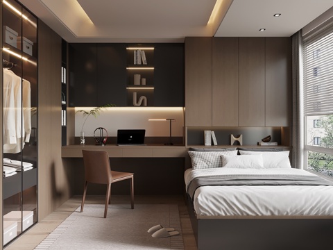  现代意式榻榻米卧室3d模型 