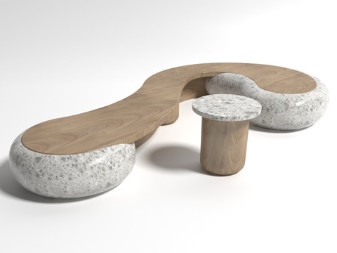  现代风格户外公共椅子3d模型 