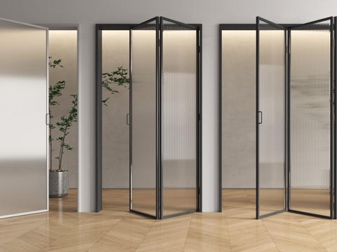 现代玻璃折叠门 阳台折叠门 厨房折叠门su模型