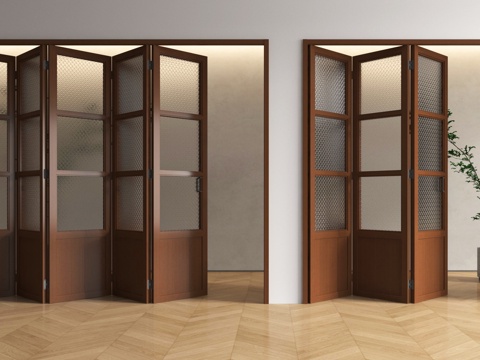 中古玻璃折叠门 阳台折叠门 厨房折叠门 折叠门su模型