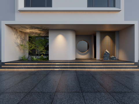 现代茶室门头su模型